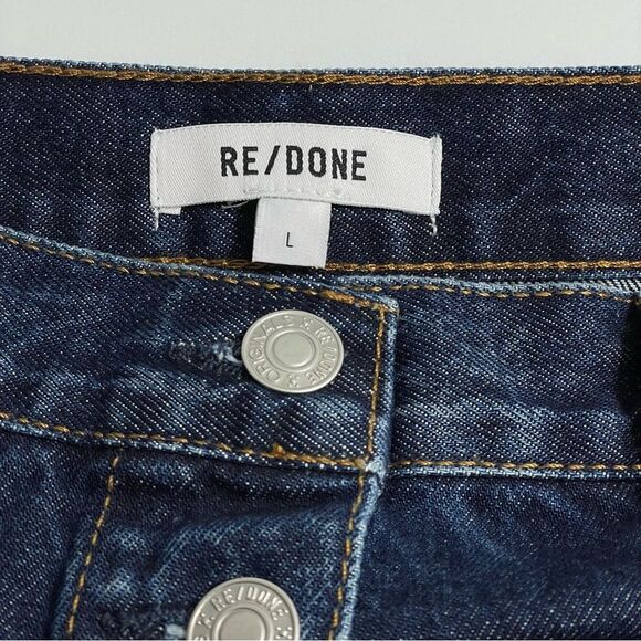 NWT Re/Done 70s Button Front Heritage Rinse Denim‎ A-Line Mini Skirt Size Large - Picture 4 of 8